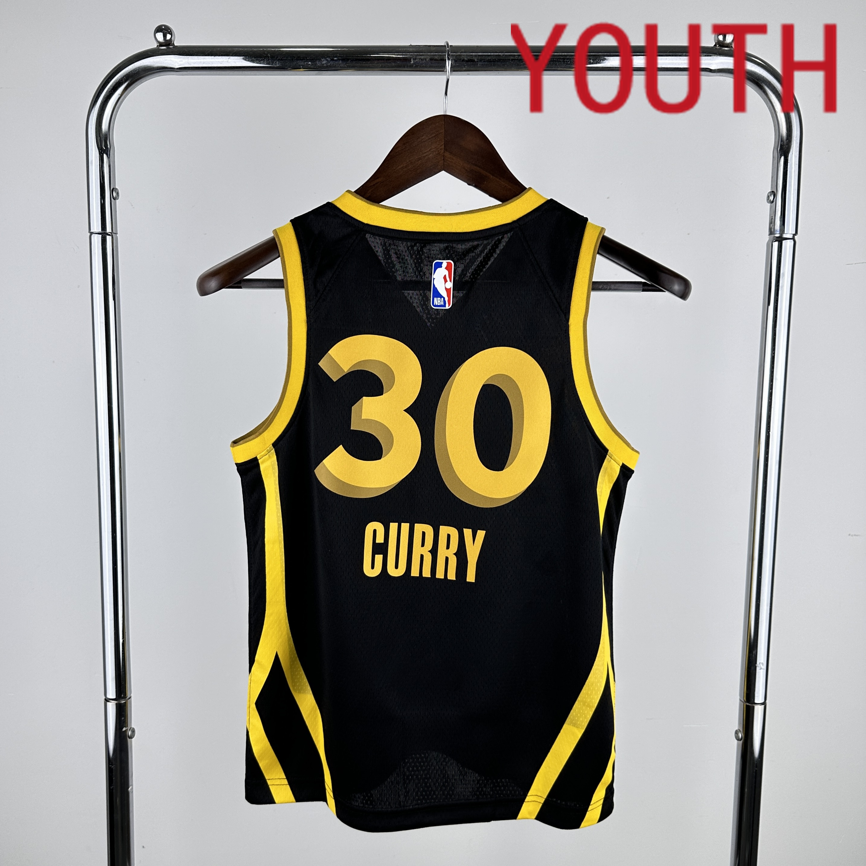 Youth Golden State Warriors #30 Curry Black Nike 2024 NBA Jersey